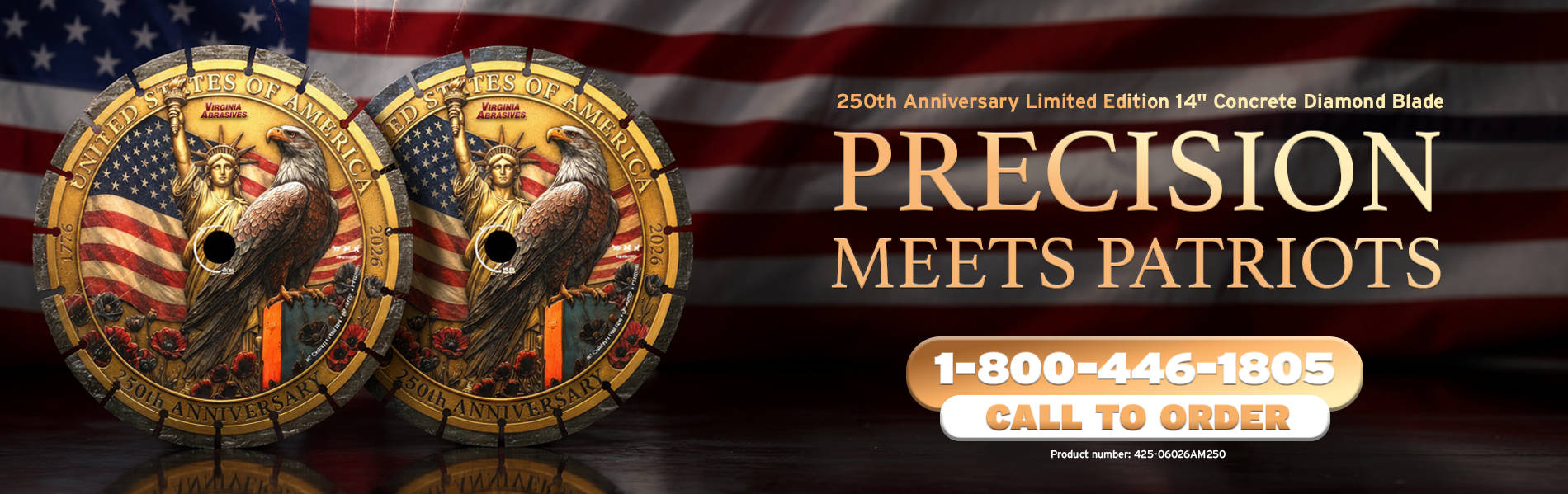 Virginia Abrasives Limited Edition USA 250th Anniversary Diamond Blade